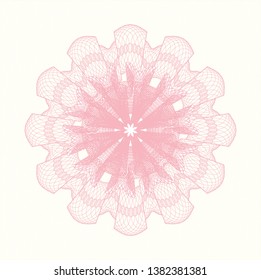 Pink passport money rosette. Vector Illustration. Detailed.