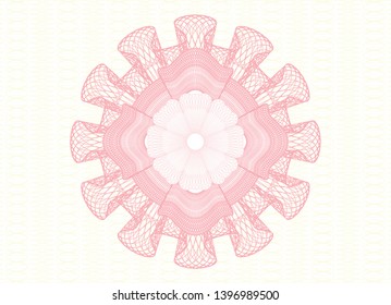 Pink passport money rosette. Vector Illustration. Detailed.