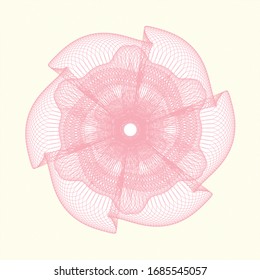 Pink passport money rosette. Vector Illustration. Detailed.