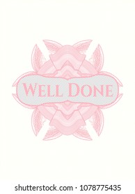  Pink passport money rossete with text Well Done inside