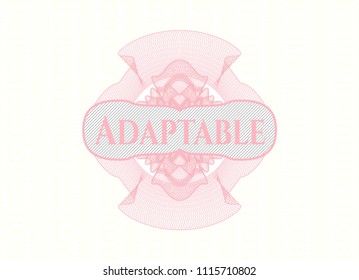 Pink passport money rossete with text Adaptable inside