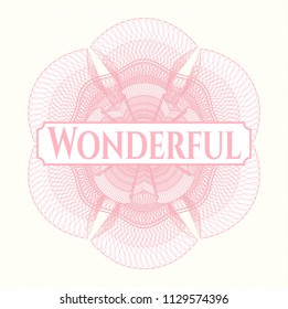 Pink passport money rossete with text Wonderful inside