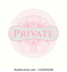 Pink passport money rossete with text Private inside