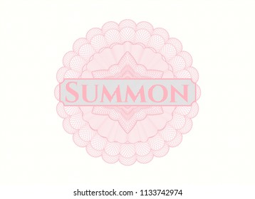 Pink passport money rossete with text Summon inside