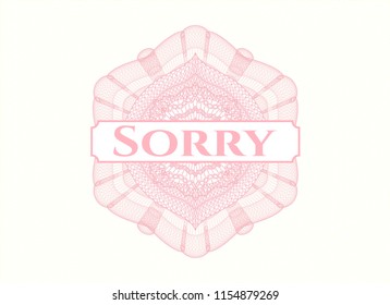 Pink passport money rossete with text Sorry inside