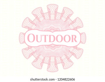 Pink passport money rossete with text Outdoor inside