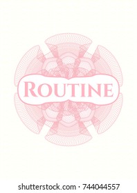 Pink passport money rossete with text Routine inside
