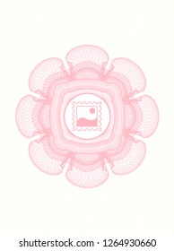 Pink passport money style rosette with picture icon inside
