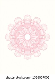 Pink passport money style rosette. Vector Illustration. Detailed.