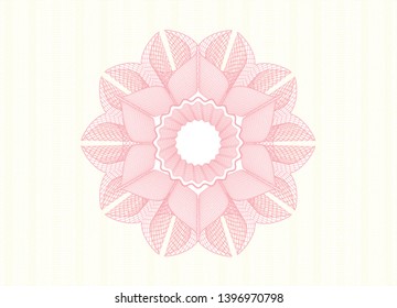 Pink passport money style rosette. Vector Illustration. Detailed.