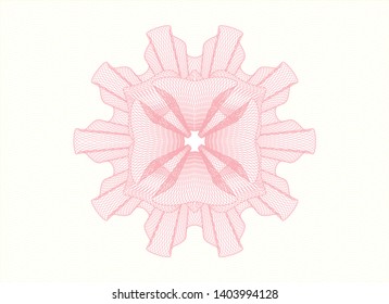 Pink passport money style rosette. Vector Illustration. Detailed.