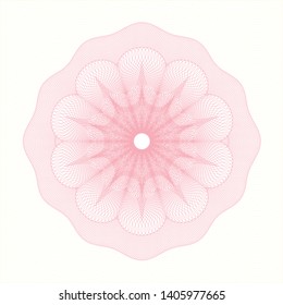 Pink passport money style rosette. Vector Illustration. Detailed.