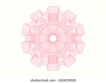 Pink passport money style rosette. Vector Illustration. Detailed.