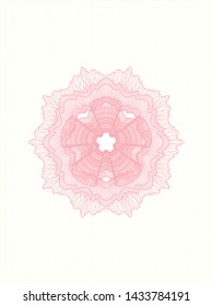 Pink passport money style rosette. Vector Illustration. Detailed.