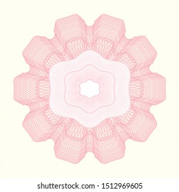 Pink passport money style rosette. Vector Illustration. Detailed.