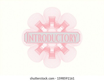 Pink passport money style rosette with text Introductory inside