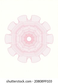 Pink passport money style rosette. Vector Illustration. Detailed. 