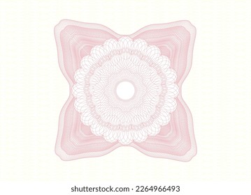 Pink passport money style rosette. Vector Illustration. Detailed. 