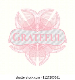 Pink passport money style rossete with text Grateful inside