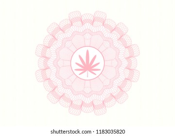 Pink passport money style rossete with weed leaf icon inside