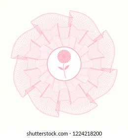 Pink passport money style rossete with flower icon inside