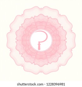 Pink passport money style rossete with sickle icon inside