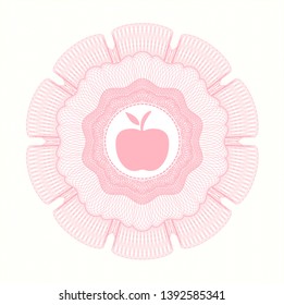 Pink passport rosette with apple icon inside
