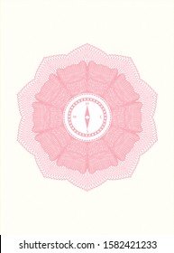 Pink passport rosette with compass icon inside