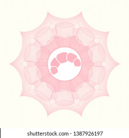 Pink passport rosette with croissant icon inside