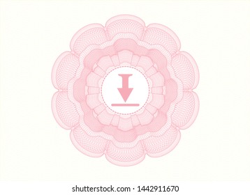 Pink passport rosette with download icon inside