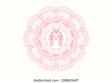 Pink passport rosette with gay men love icon inside