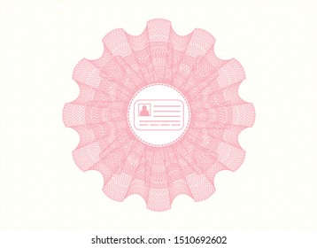 Pink passport rosette with identification card icon inside