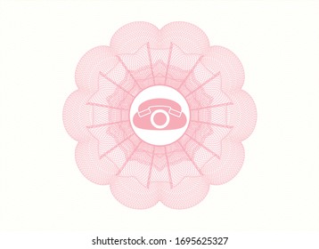 Pink passport rosette with phone icon inside