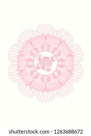 Pink passport rosette with social network icon inside