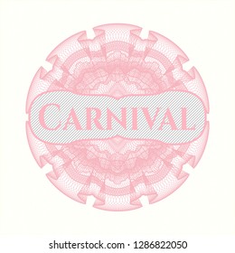 Pink passport rosette with text Carnival inside
