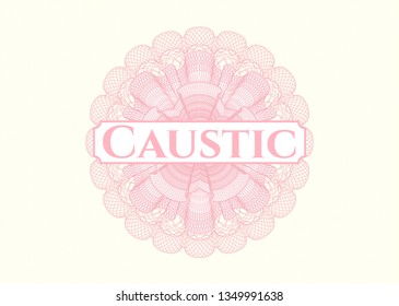 Pink passport rosette with text Caustic inside