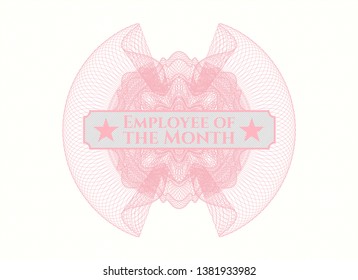 Pink passport rosette with text Employee of the Month inside