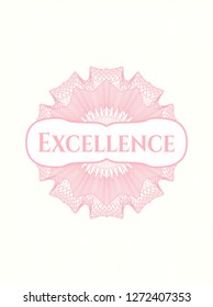 Pink passport rosette with text Excellence inside