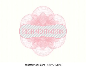 Pink passport rosette with text High Motivation inside