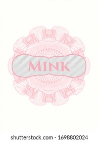 Pink passport rosette with text Mink inside