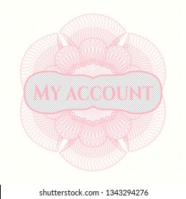 Pink passport rosette with text My account inside