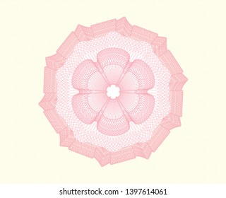 Pink passport rosette. Vector Illustration. Detailed.