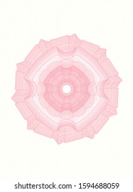 Pink passport rosette. Vector Illustration. Detailed.