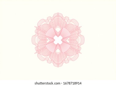 Pink passport rosette. Vector Illustration. Detailed.