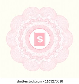 Pink passport rossete with book with money symbol inside icon inside