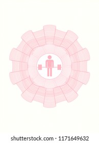 Pink passport rossete with deadlift icon inside