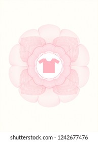 Pink passport rossete with shirt icon inside