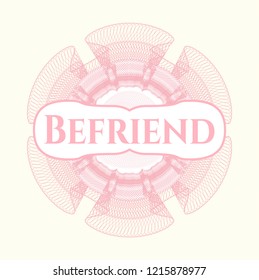 Pink passport rossete with text Befriend inside