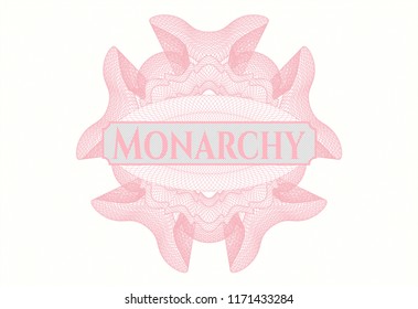 Pink passport rossete with text Monarchy inside