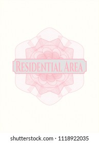 Pink passport rossete with text Residential Area inside